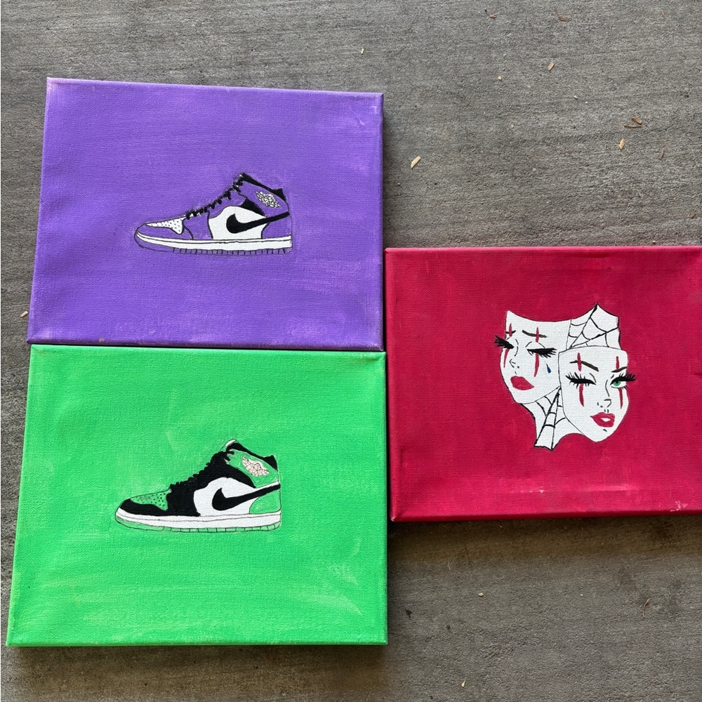 Purple and Green Sneaker Canvas Art